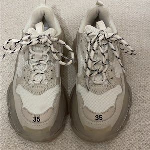 Balenciaga Triple S White and Clear Sneakers
